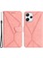 Xiaomi Redmi Için 12 4g Telefon Kılıfı Cüzdan Baskılı Hat Cilt Touch Flip Stand Pu Deri+Tpu Telefon Kapağı-Pembe (Yurt Dışından) 1