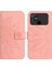 Xiaomi Için Poco C40 4g HT04 Cilt Touch Ayçiçeği Baskılı Pu Deri Katlanabilir Stand Kılıfı Tam Koruma Telefon Cüzdan Kapağı Omuz Kayış Işık Pembe (Yurt Dışından) 4