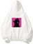 Unisex Black Panther Pembe Ön Arka Baskılı Beyaz Sweatshirt Hoodie 1