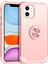 iPhone11 Case Pc+Tpu Hybrid Telefon Geri Kapak Halka Tutucu Pembe-Rose Altın (Yurt Dışından) 2