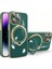 iPhone15 Pro Electrolecating Telefon Kılıfı Için Yumuşak Tpu Kickstand Koruyucu Kapak Lens Koruyucu-Black Green ile (Yurt Dışından) 1