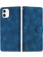 iPhone12 Mini Için5.4 Inç Retro Deri Anti-Drop Telefon Vaka Çizgileri Baskı Stand Cüzdan Kapak Mavisi (Yurt Dışından) 1