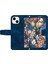 iPhone14 Plus Içinpu Deri Telefon Stand Kılıfı Plus Kart Tutucu Çiçek Desen Baskı Telefon Kapak-Dark Mavi (Yurt Dışından) 5
