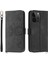 iPhone15 Pro Max Pu Deri Flip Case Stand Stand Cüzdan Baskılı Çiçek Telefon Kapağı Bilek Kayışı Ile+Omuz Kayış-Black (Yurt Dışından) 1