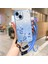 iPhone14 Plus Içintpu Telefon Kapağı Plus Çiçek Tasarımı Rhinestone Glitter Şok Geçirmez Kılıf Strap-Blue (Yurt Dışından) 1