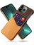 iPhone15 Pro Bez Doku Pu Deri Kaplamalı Pc Kapağı Kart Tutucu-Orange ile Koruyucu Telefon Kılıfı (Yurt Dışından) 1