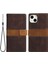 iPhone15 Plus Cüzdan Stand Telefon Kapağı Strap-Brown ile Izgara Ekleme Telefon Deri Kılıfı (Yurt Dışından) 1