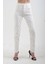 Ekru Yüksek Bel Likralı Slim Fit Jean Pantolon 3