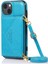 iPhone15 Plus Plus Pu Derisi+Tpu Kart Tutucu Uzun Kayış Mavisi ile Anti-Fall Kapak (Yurt Dışından) 1