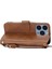 iPhone15 Pro Max Case Zipper Cep Telefonu Kapak Deri Stand Kabuğu 2 Kayış-Kahverengi (Yurt Dışından) 4