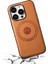 iPhone15 Pro Max Magnetic Telefon Kılıfı Pu Derek Kaplamalı Tpu+Pc Kapak-Khaki (Yurt Dışından) 4
