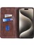 iPhone15 Plus Manyetik Kapanış Telefon Kapağı Cowhide Doku Kart Yuvaları Deri Durum Durum Işığı Kahverengi (Yurt Dışından) 4
