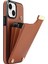 iPhone15 Plus Anti-Shock Kılıfı Tpu+Pu Deri+Metal Telefon Kapağı Kart Tutucu-Brown (Yurt Dışından) 1