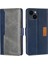 iPhone15 Plus Için Cüzdan Telefon Kılıfı Retro Deri Kontrast Renk Stand Manyetik Folio Cover-Blue+Gri (Yurt Dışından) 1