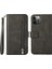 iPhone15 Pro Fermuar Cep Telefonu Kılıfı 5 Kart Yuvaları Buzağı Doku Pu Deri Stand Kapak Black (Yurt Dışından) 1