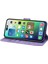Deri Kılıf iPhone15 Pro Baskılı Çiçek Kedi Cep Telefonu Cüzdan Stand Kapağı Strap-Purple (Yurt Dışından) 3