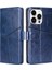 iPhone15 Pro Geometrik Deri Telefon Kılıf Anti-Drop Stand Cüzdan Kapak Mavisi (Yurt Dışından) 1