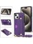 iPhone15 Plus Pu Pu Pu Deri Kaplı Tpu Kart Tutucu Kickstand Telefon Kapak-Mor (Yurt Dışından) 1
