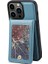 iPhone15 Pro Desen Basılı Kart Tutucu Kickstand Telefon Kılıfı Pu Deri+Tpu Uzun Kayış Mavisi ile Kapak (Yurt Dışından) 2