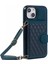 iPhone15 Plus Için Plus Grid Baskılı Cüzdan Kılıfı Pu Deri Kaplamalı Tpu Kart Yuvaları Kickstand Telefon Kapağı Omuz Kayışı Yeşili (Yurt Dışından) 5