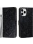 iPhone15 Pro Mandala Için Çiçek Kılıfı Pu Deri Stand Cüzdan Telefon Kapağı Black (Yurt Dışından) 1