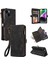 iPhone15 Plus Önce Çizgi Anti-Cratch Telefon Kapağı Fermuarı Cep Cüzdanı Rfıd Engelleme Stand Deri Kılıf Strap-Black (Yurt Dışından) 1