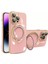 iPhone15 Pro Max Için Electleplating Yumuşak Tpu Kılıfı Döner Kickstand Telefon Kapağı Lens Koruyucu-Pembe (Yurt Dışından) 1