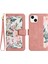 Kart Yuvaları Stand Telefon Kapağı iPhone15 Plus Çiçek Desen Baskı Pu Deri Telefon Kılıf Pembe (Yurt Dışından) 1