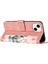 Kart Yuvaları Stand Telefon Kapağı iPhone15 Plus Çiçek Desen Baskı Pu Deri Telefon Kılıf Pembe (Yurt Dışından) 4
