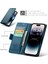iPhone15 Pro Rfıd Engelleme Deri Stand Cüzdan Kılıfı Litchi Dokusu Parlak Telefon Kapak Mavisi (Yurt Dışından) 5
