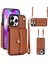 iPhone15 Pro Kart Yuvaları Için Telefon Kabuğu Kısa+Uzun Kayışlar Kamopu ile Ön Kara Deri+Tpu Kickstand Kapak (Yurt Dışından) 1