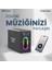 MusicBox Bluetooth 5.0 IPX4 Su Geçirmez RGB Aydınlatmalı 100W TWS Çift Modlu EQ Bass Boost & 3D Çift Mikrofonlu Taşınabilir Karaoke Sistemi Kablosuz Hoparlör Siyah 3