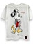 Yeni Sezon Ekru / Beyaz Renk Üzeri Mickey Oversize T-Shirt 1