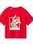 Yeni Sezon Kırmızı Renk Tavşan Baskılı Sevilen Karakterler Detaylı T-Shirt 2