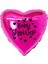 18 inç Fuşya Renk Kalp - Emzik Figürlü Baby Shower Temalı Kalp Folyo Balon 1