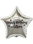 18 inç Gümüş Renk Kişiye Özel Happy Birthday Yazılı Yıldız-Taç Figürlü Yıldız Folyo Balon 1