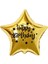 18 inç Gold Renk Taç - Yıldız Figürlü Happy Birthday Temalı Yıldız Folyo Balon 1