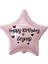 18 inç Pembe Renk Kişiye Özel Happy Birthday Yazılı Kalp Figürlü Yıldız Folyo Balon 1