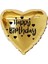 18 inç Gold Renk Kalp Figürlü Happy Birthday Temalı Kalp Folyo Balon 1