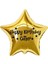 18 inç Gold Renk Kişiye Özel Happy Birthday Yazılı Yıldız-Taç Figürlü Yıldız Folyo Balon 1