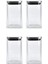 Vakum Krom Kapaklı Kare Cam Kavanoz 6,5X12,5 cm - 350 ml Cam Baharatlık Saklama Kabı 4 Adet 1
