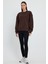 Kahverengi Sweatshirt Oversize Sweatshirt Kadın Bisiklet Yaka Sweatshirt 1