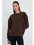 Kahverengi Sweatshirt Oversize Sweatshirt Kadın Bisiklet Yaka Sweatshirt 4