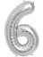 34 inç 6 Gümüş Renk Rakam Folyo Balon 1