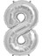 34 inç 8 Gümüş Renk Rakam Folyo Balon 1