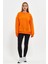 Turuncu Sweatshirt Oversize Sweatshirt Kadın Bisiklet Yaka Sweatshirt 1