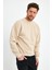 Bej Sweatshirt Oversize Sweatshirt Erkek Bisiklet Yaka Sweatshirt 2