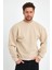 Bej Sweatshirt Oversize Sweatshirt Erkek Bisiklet Yaka Sweatshirt 3