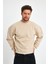 Bej Sweatshirt Oversize Sweatshirt Erkek Bisiklet Yaka Sweatshirt 5