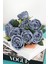 Yapay Çiçek 9lu Kat Kat Gül Demeti 42 cm Mat Lacivert 1
